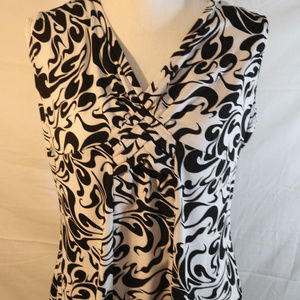 Nicole Miller Slvless Black/white Dress Blouse XL